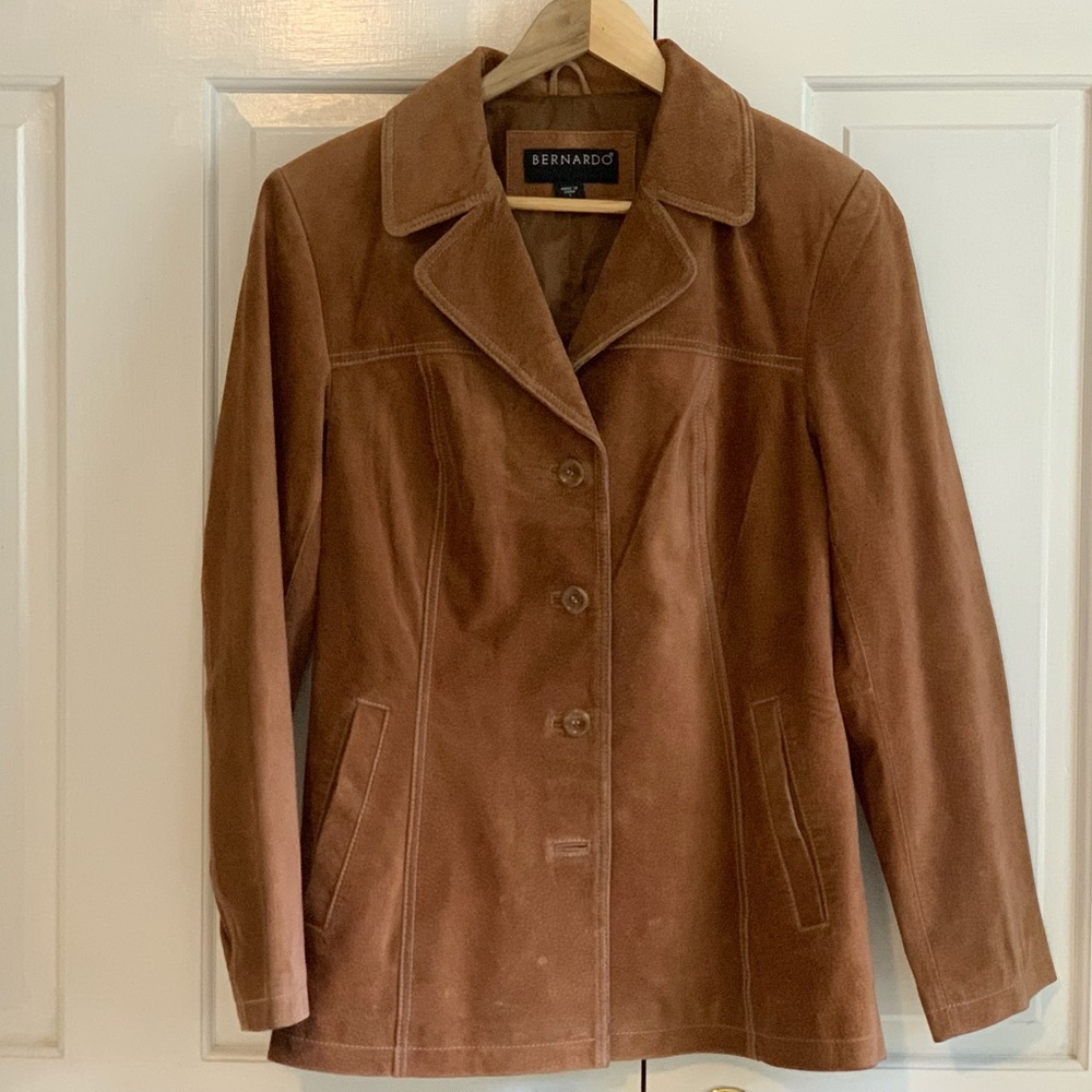Vintage leather suede button front jacket blazer